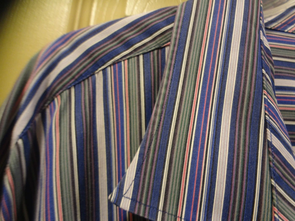 CAMISA DE VESTIR TALLA 4XB TAILORBYRD PARA HOMBRE, PÚRPURA VERDE ROSA AZUL RAYAS, USADA EN EXCELENTE ESTADO Foto 2 de 4