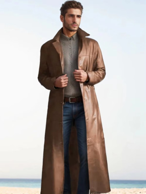 Autumn New Men'S Fashionable Solid Color Leather Jacket Extended Men'S Leather J