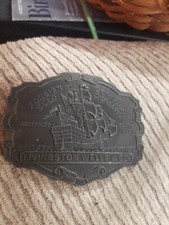 BELT BUCKLE LIVINGSTON WELLS  CO-FOREIGN AND DOMESTIC GOLD DEALERS VINTAGE