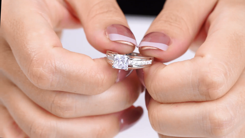 Juego de anillos de compromiso de novia de plata esterlina 925 para mujer princesa circoniana - Vídeo 1 de 1