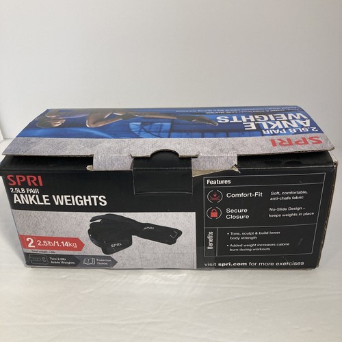 SPRI 2.5LB Pair of Ankle Weights Adjustable Neoprene Sand Filled Black. - Picture 3 of 10