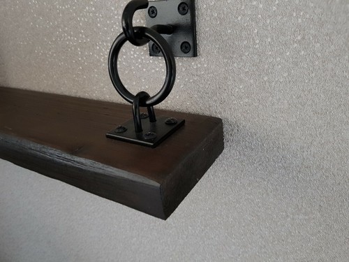 2x Hook+Chain Black Rustic Floating/Hanging Shelf Brackets With MULTIBUY Options - Picture 7 of 11