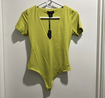 House of Harlow Green Deep V-neck All Day Contour Basic Layer Resort Bodysuit M