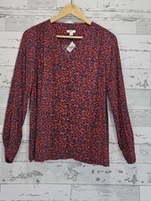 Blusa campesina colorida con estampado floral roja azul de Jill para mujer Xsmall
