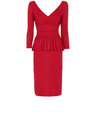 Alexander McQueen Ruches Midi Dress Womens 6 Red Viscose