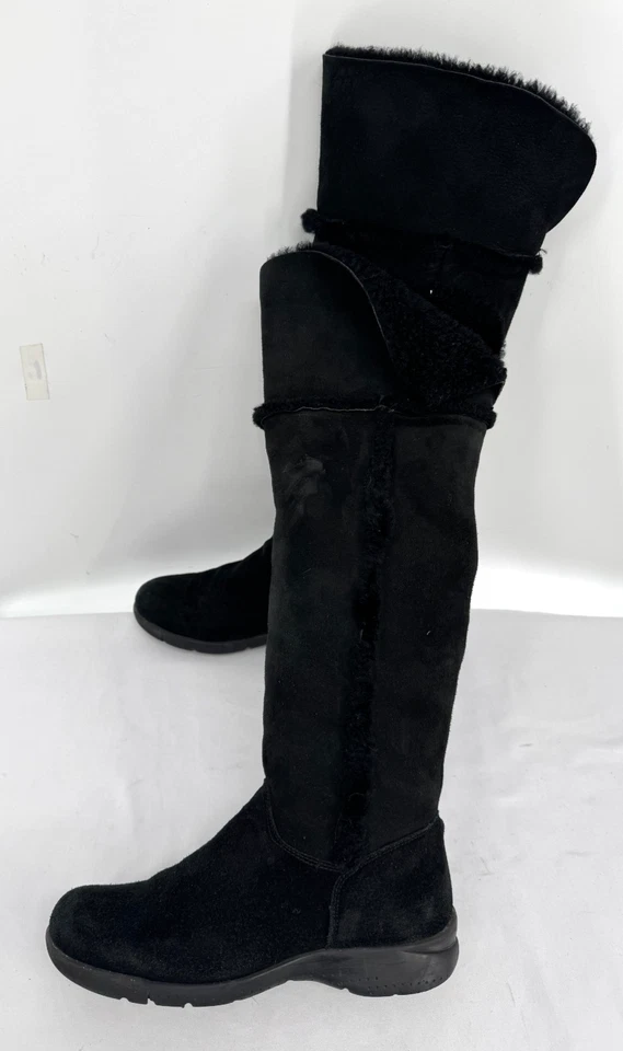 $750 Botas de gamuza forradas de piel de oveja negras por encima de la rodilla La Canadienne talla 8 Foto 4 de 4