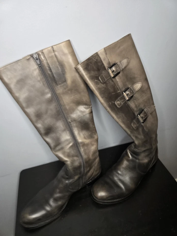 Botas hasta la rodilla ECCO para mujer talla 7,5 de cuero + polietileno 16" PANTORRILLA ANCHA GRAN FORMA Foto 3 de 4