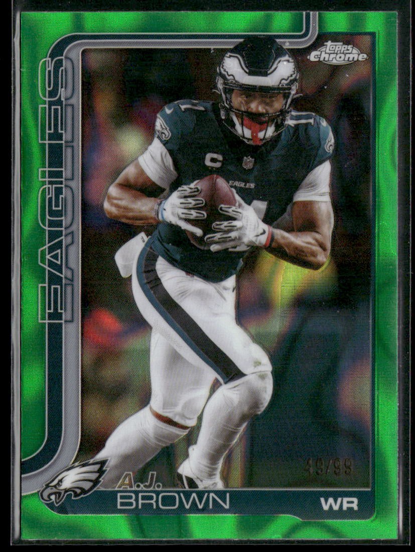 2025 Topps Chrome #243 A.J. Brown Green Refractor #/99