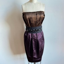 VERA WANG Lavender Label Strapless Two-Toned Silk Cocktail Dress - Size 8