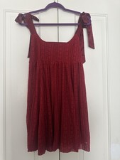 Urban Outfitters Dress Womens Medium Red Lace Sleeveless Tie Strap Lined Boho