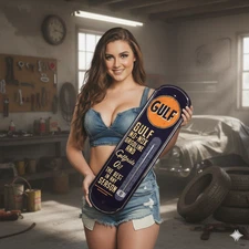 Gulf Vintage Thermometer Metal Wall Sign Garage Man Cave Retro Gas Station Decor