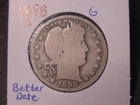 1898-O BARBER QUARTER G POPULAR BETTER DATE FREE SHIPPING
