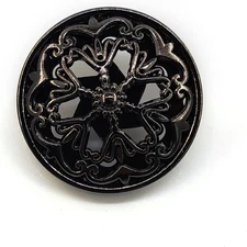 20 pcs Black Retro Double Layer Openwork Metal Shank Sewing Coat Buttons -25mm..