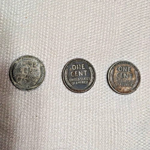 1943 Lincoln Steel Cents Small Cent One Cent Coins Lot of 3 Uncertified