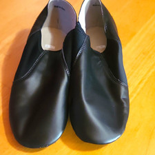 Black Slip-On Split-Sole Jazz Dance Shoes, Women s, Elastic Instep, 5.5