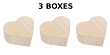 3 x Wooden Heart Box Jewellery Ring Holder Storage Case Compact DIY Crafts Paint