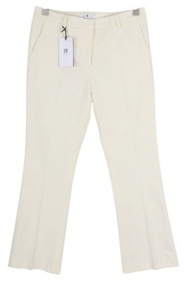 PT TORINO Jaine Women's Trousers 40 W28 Off White Bootcut Cropped Zip RRP249 *