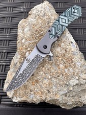 Navajo Pocket Knife Spring Assist Metal Handle Grey Pocket Clip Quick Sharp