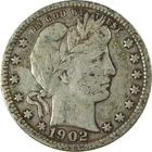 1902 Barber Silver Quarter VF Very Fine 25c Coin SKU:CP877