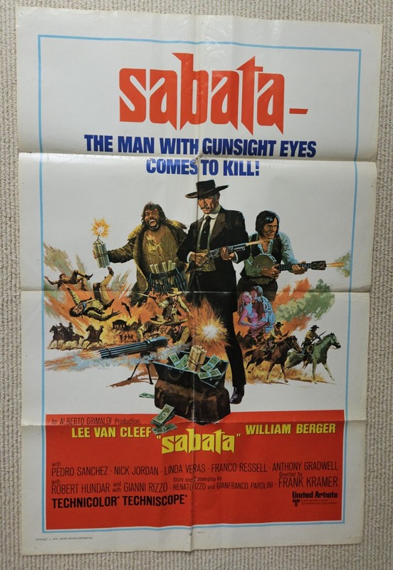Sabata 1970 Original US one-sheet 27x41 Poster Lee Van Cleef  Spaghetti Western
