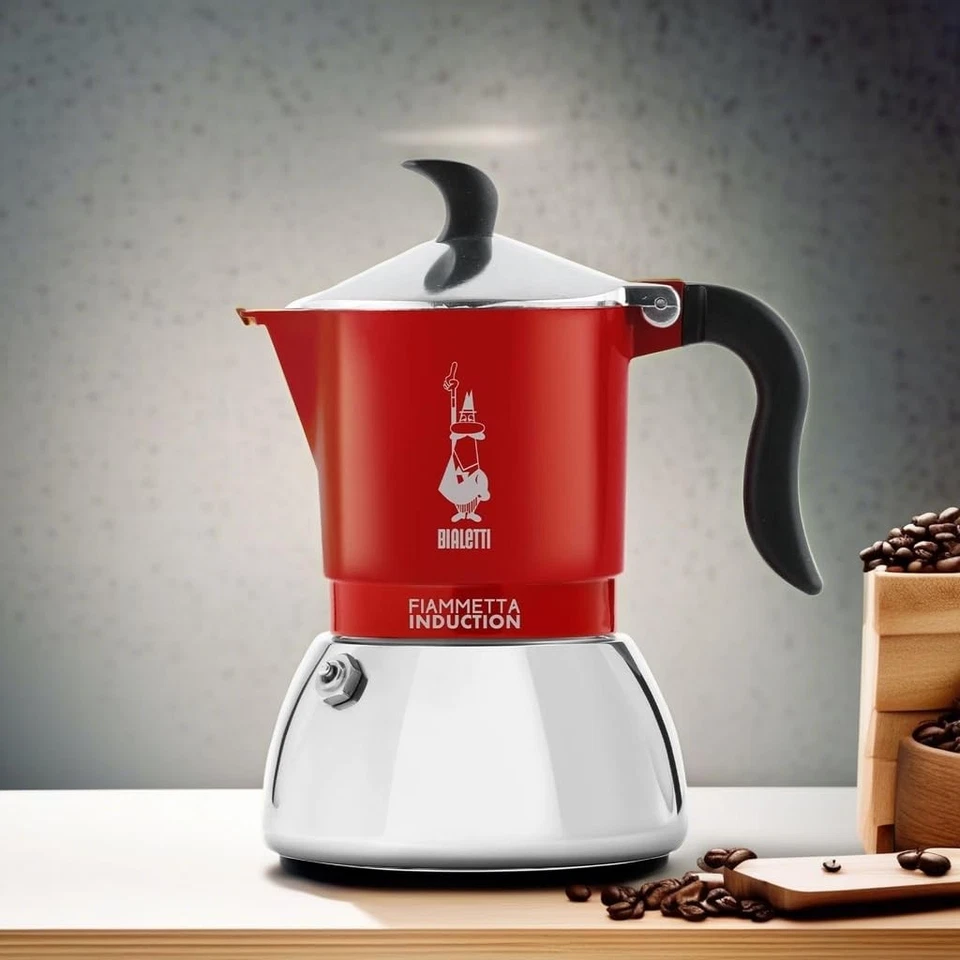 Fiammetta Moka Pot - Cafetera espresso de 4 tazas - Cafetera italiana roja... Foto 2 de 2