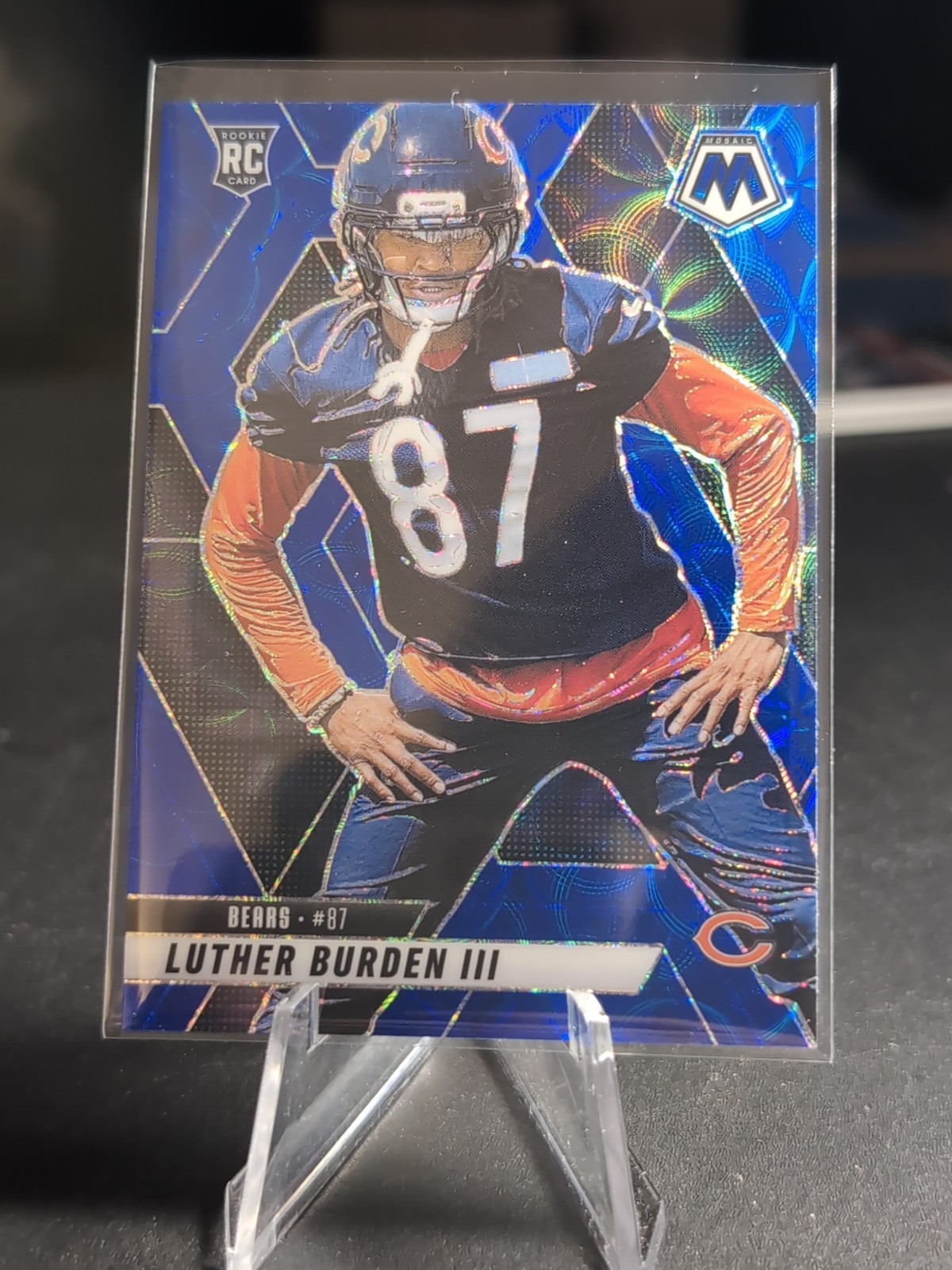 2025 Mosaic Football #383 Luther Burden RC Blue Scope Prizm Chicago Bears