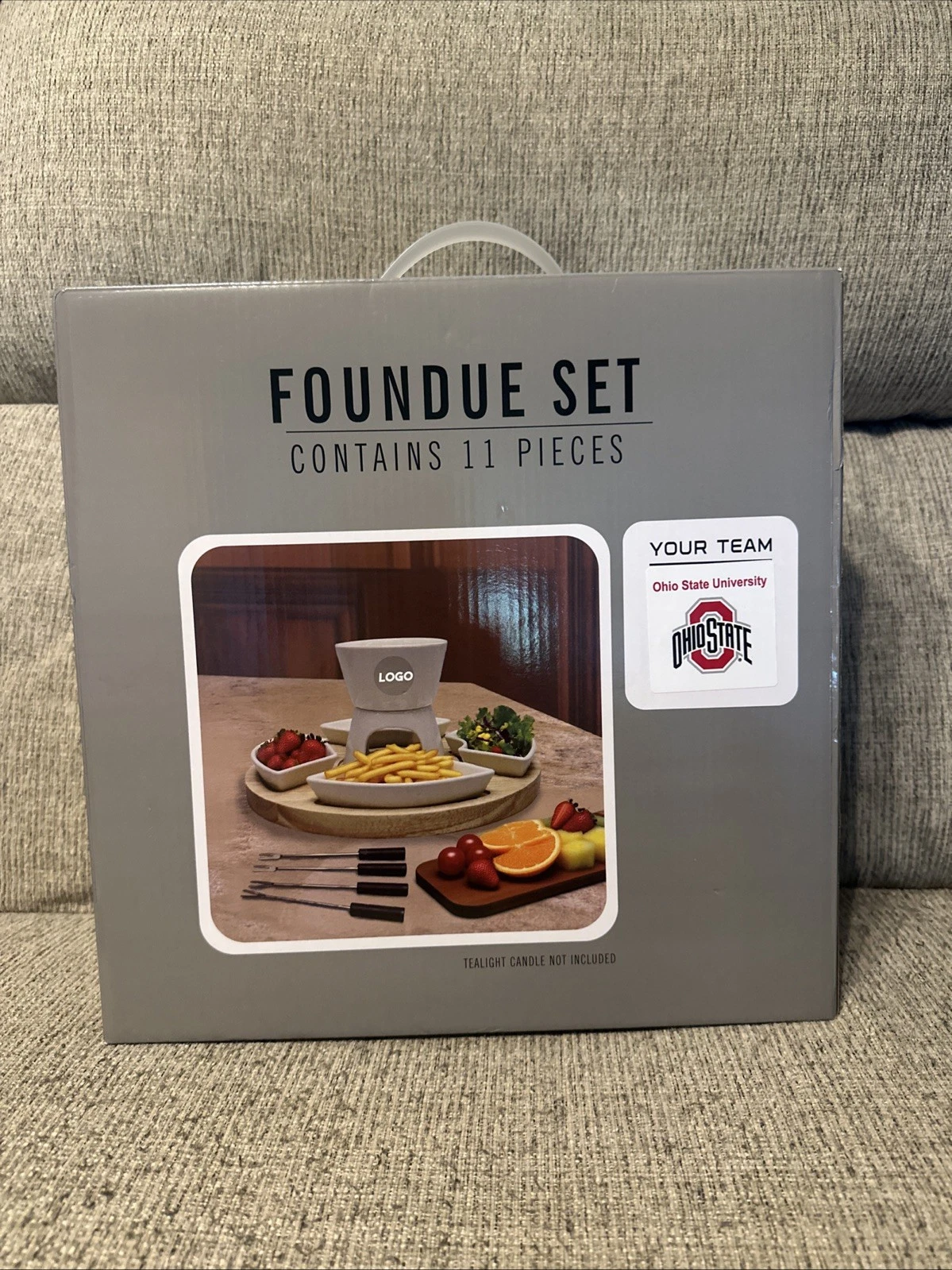 New 11 Piece The Ohio State University Fondue Set Ceramic