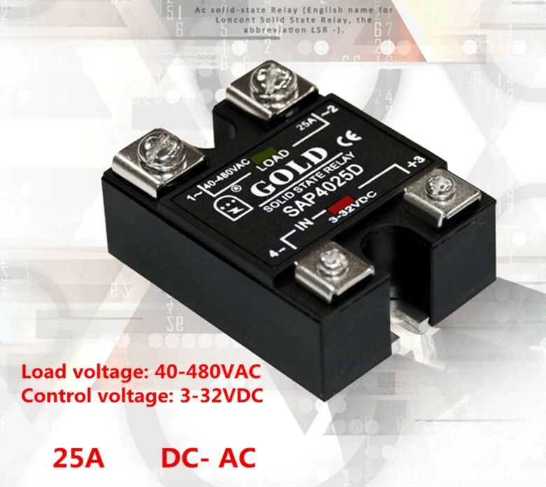1pcs SAP4025D 25A DC Control AC SSR Single-phase Solid State Relay - Image 2 of 4