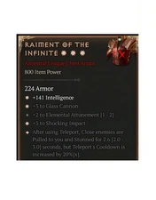 Diablo 4 Eternal Raiment Of The Infinite 3GA 2.6 Unique Chest Armor Sorcerer