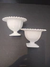 Vintage Indiana Glass Lorain Pattern Milk Glass Pedestal Dish