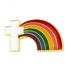 LGBTQIA Cross Rainbow Pride Flag Lapel Pin