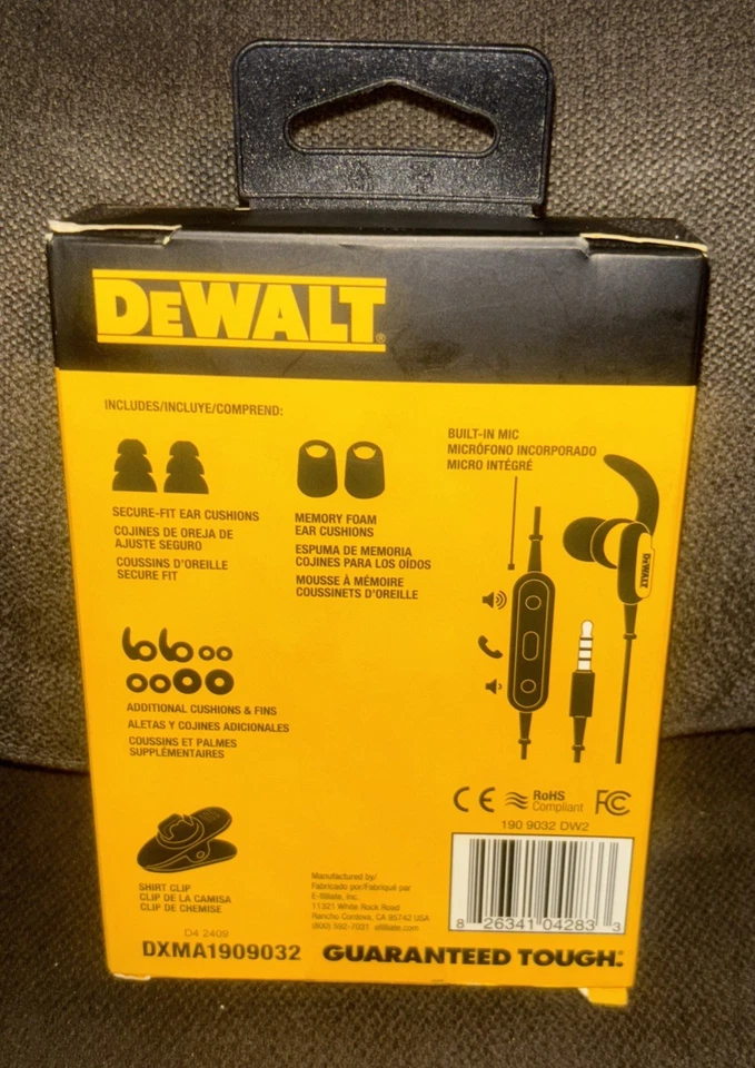 DEWALT Wired Jobsite Earphones Built-In Microphone Water-Resistant DXMA1909032 - Image 2 of 4