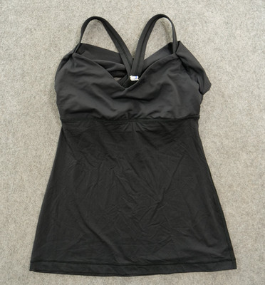 Lululemon Tank Womens 6 Black Bulerias Stretch Strap Yoga Gym Active Logo