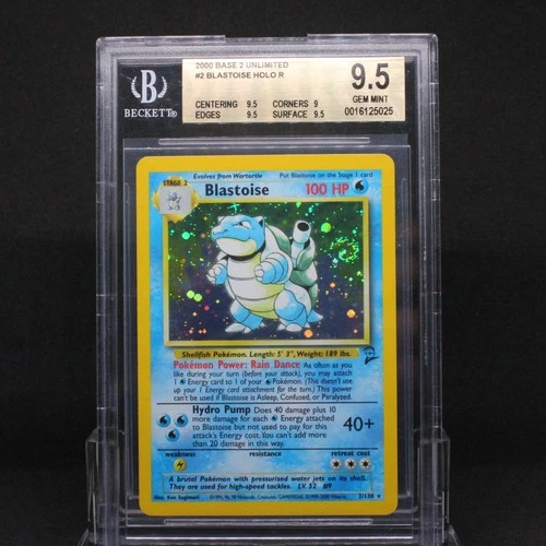 🔥 BGS 9.5 GEM MINT BLASTOISE HOLO RARE | BASE SET 2 2/130 | HUGE SWIRL🔥
