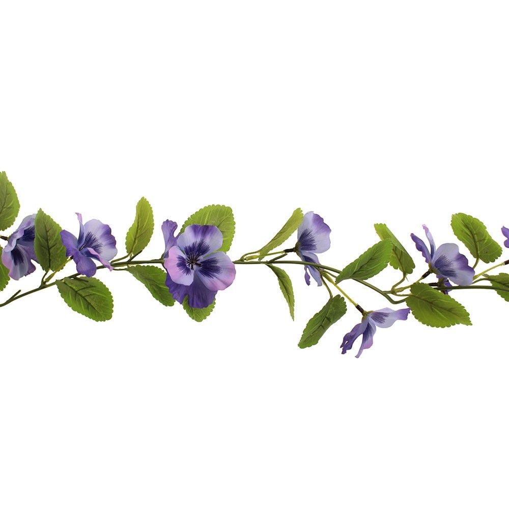 Faux Silk Artificial Pansy Flower Garland 150cm Purple