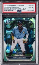 2023 BOWMAN SAPPHIRE ED CHROME PROSPECTS AQUA JUNIOR CAMINERO 51/55 PSA 10