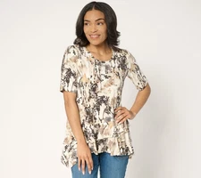 LOGO by Lori Goldstein Women's Top Sz S Rayon 230 Knit Multi-colored A693725