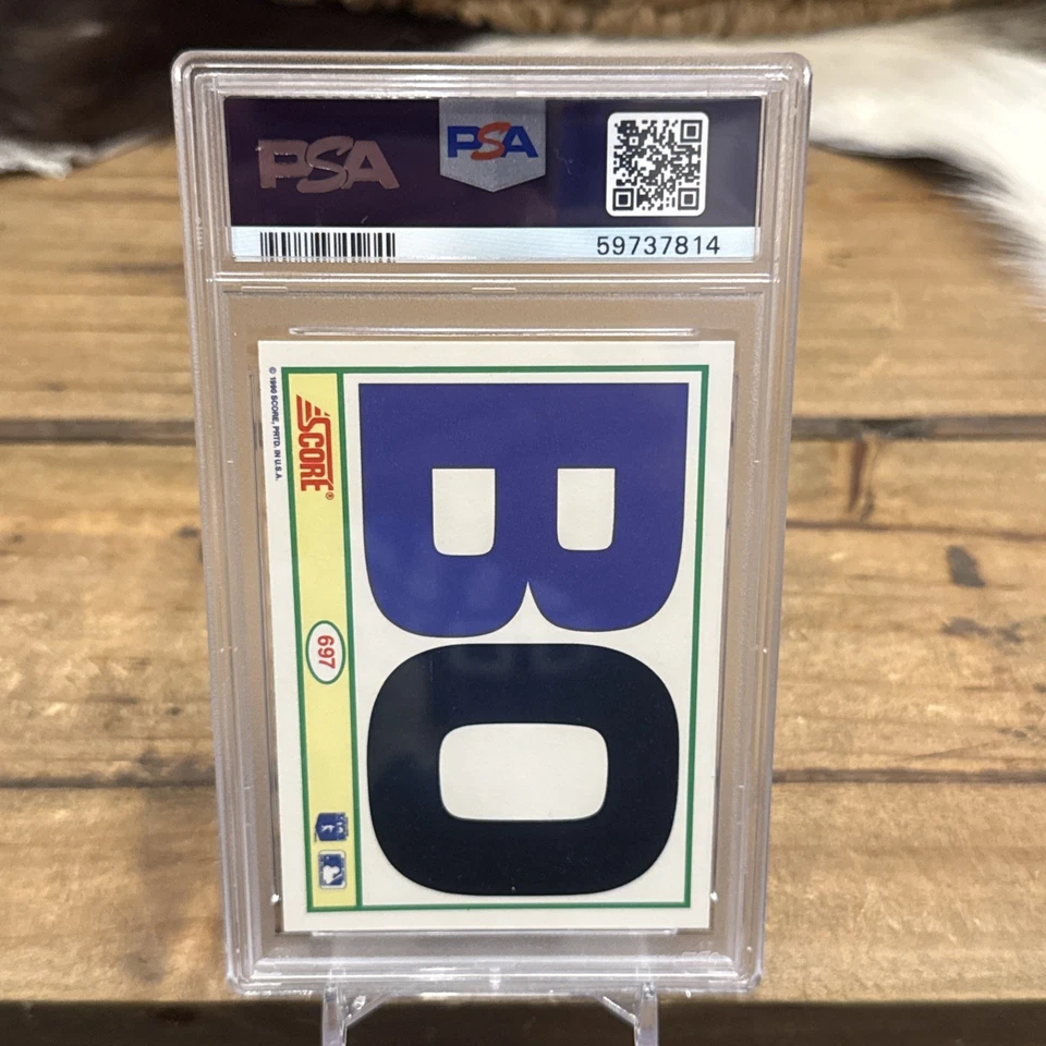 1990 Score Bo Jackson #697 blanco y negro Bo Know fútbol/béisbol PSA 9 como nuevo Foto 3 de 4