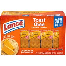 Sandwich Crackers, Toastchee Cheddar, 20 Individually Wrapped Packs, 6 Sa