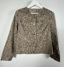 Chico's Womens Leopard Print Button-Front Blazer Jacket Size 0 Brown Casual NWOT