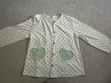 green polka dot pajama set with striped pockets Size M