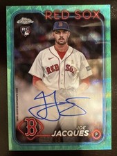 Joe Jacques Topps Chrome 2024 Rookie Aqua Wave Refractor Auto /199 Red Sox