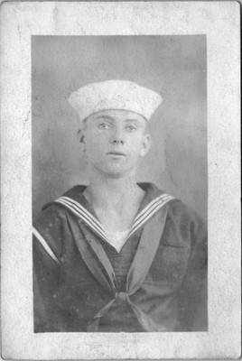 Young Sailor Man/Sad/Thousand Yard Stare/Portrait/Studio Photo/AZO/RPPC -A132