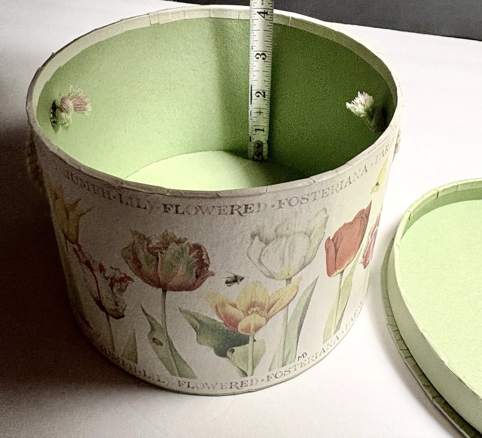 Round Cardboard Storage Box TULIPS Nature’s Scetchbox By Marjolain Bastin 6” x4” - Image 4 of 4