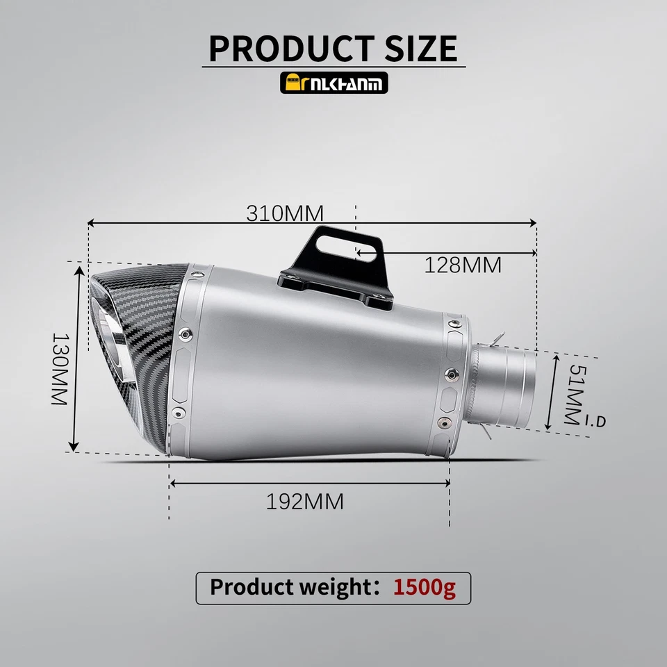 Slip-on 51mm 2" Universal Escape Silenciador Tubo Puntas Traseras Foto 3 de 4