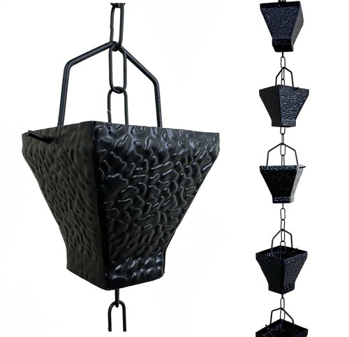 8.5 ft rain chain black square cups 5517BLK-CH19 AQCRN