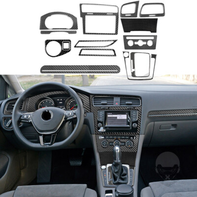 14PCS For VW Golf 7 GTI MK7 2014-19 Carbon Fiber Dashboard Interior Set