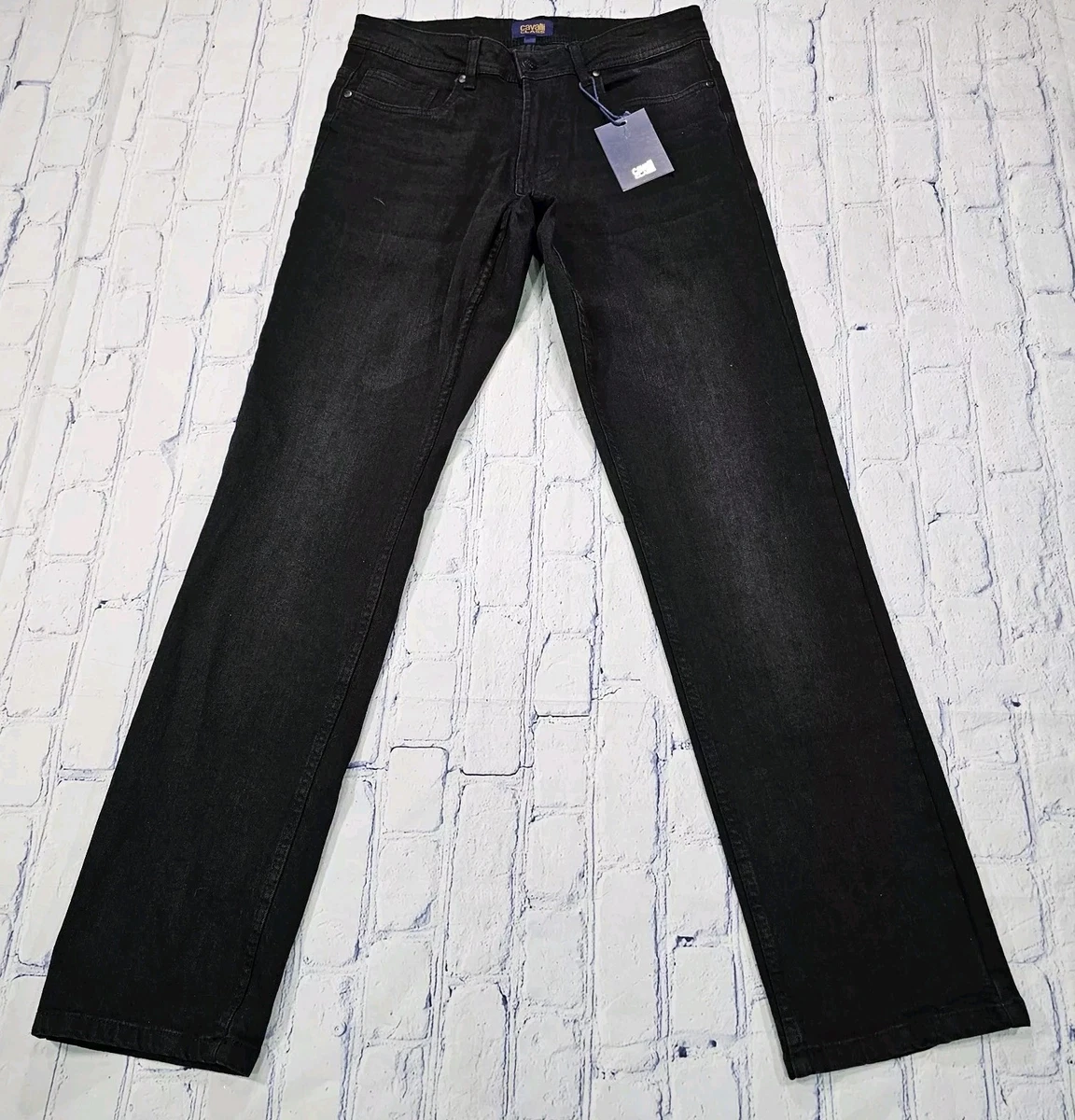 Jean Roberto Cavalli Vintage Imprimé Feuillage Asiatique - Taille 31x31, Coupe Bootcut, Stretch - Occasion Parfait état