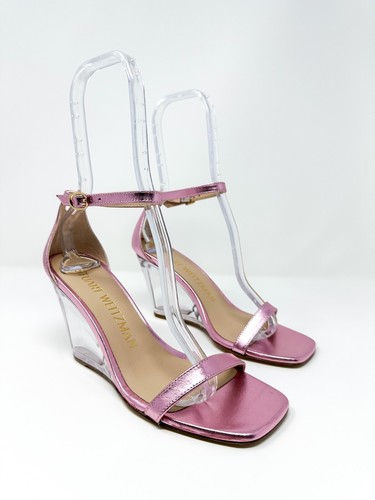 Stuart Weitzman Women's Nudistlucite 85 Wedge Sandals Cotton Candy 7.5 US $475 - Picture 4 of 8