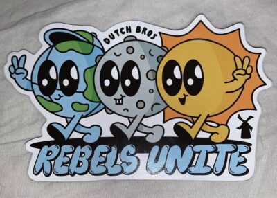 Dutch Bros NEW April 2024 Rebels Unite Earth Moon Sun Coffee Eclipse Sticker